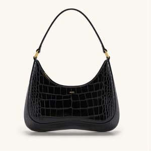 JW Pei Ruby black croc shoulder bag